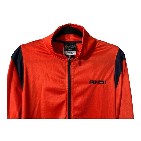 AND1 Jacket Mens Medium Orange/Navy Basketball Warm up NWOT - Picture 3 of 7